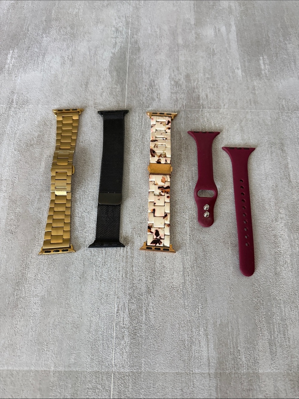 Interchangeable Apple Watch Bands - Gold, Black, Pearl, Burgundy